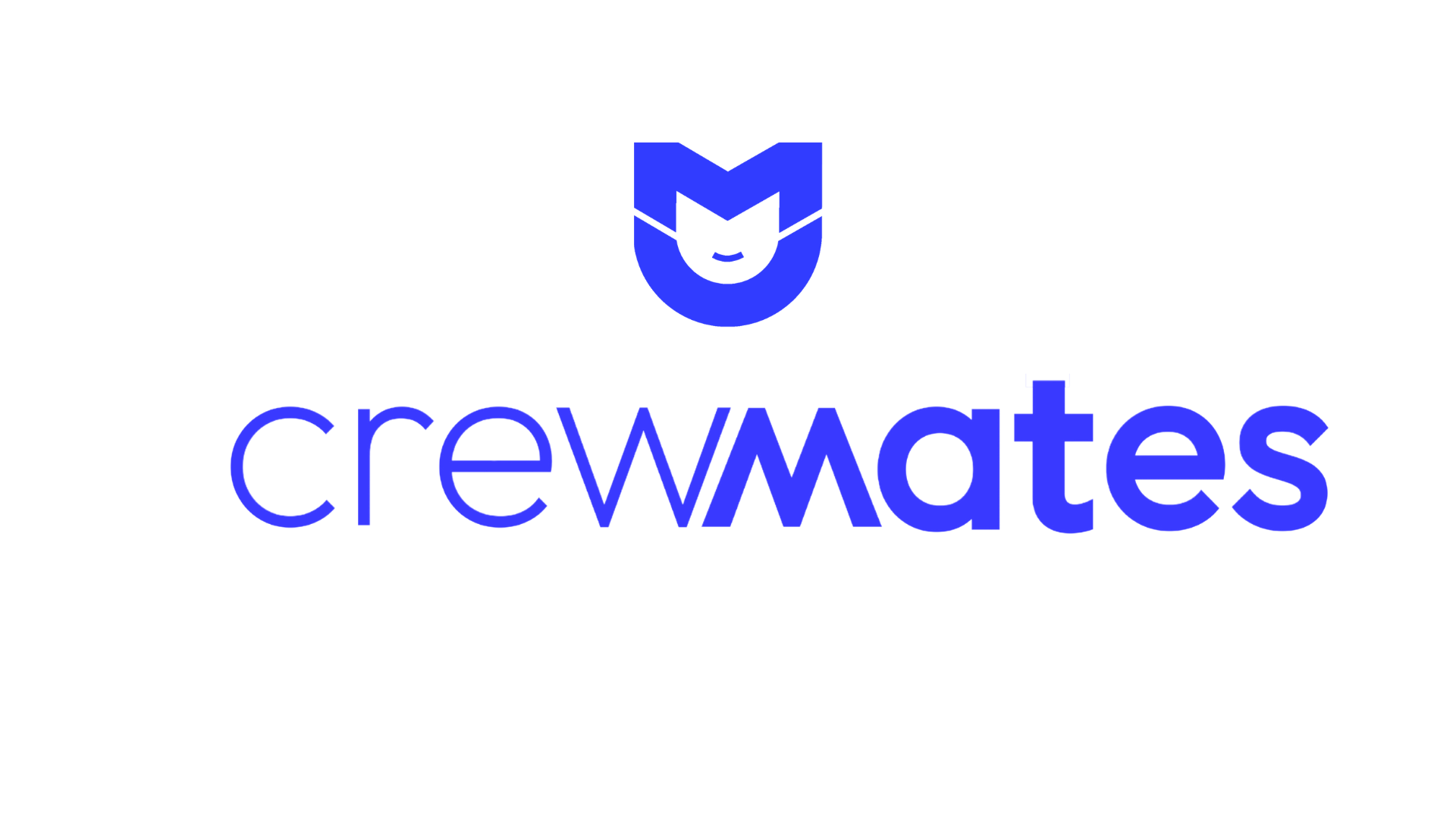 Crewmates logo - blauw shield met glimlachend gezicht